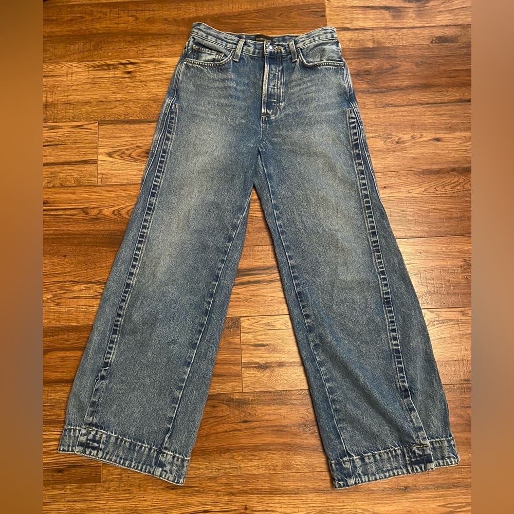 Favorite Daughter The Oliver Ultimate Baggy Wide Leg Jeans Sz 24 Button Austin - Picture 3 of 14
